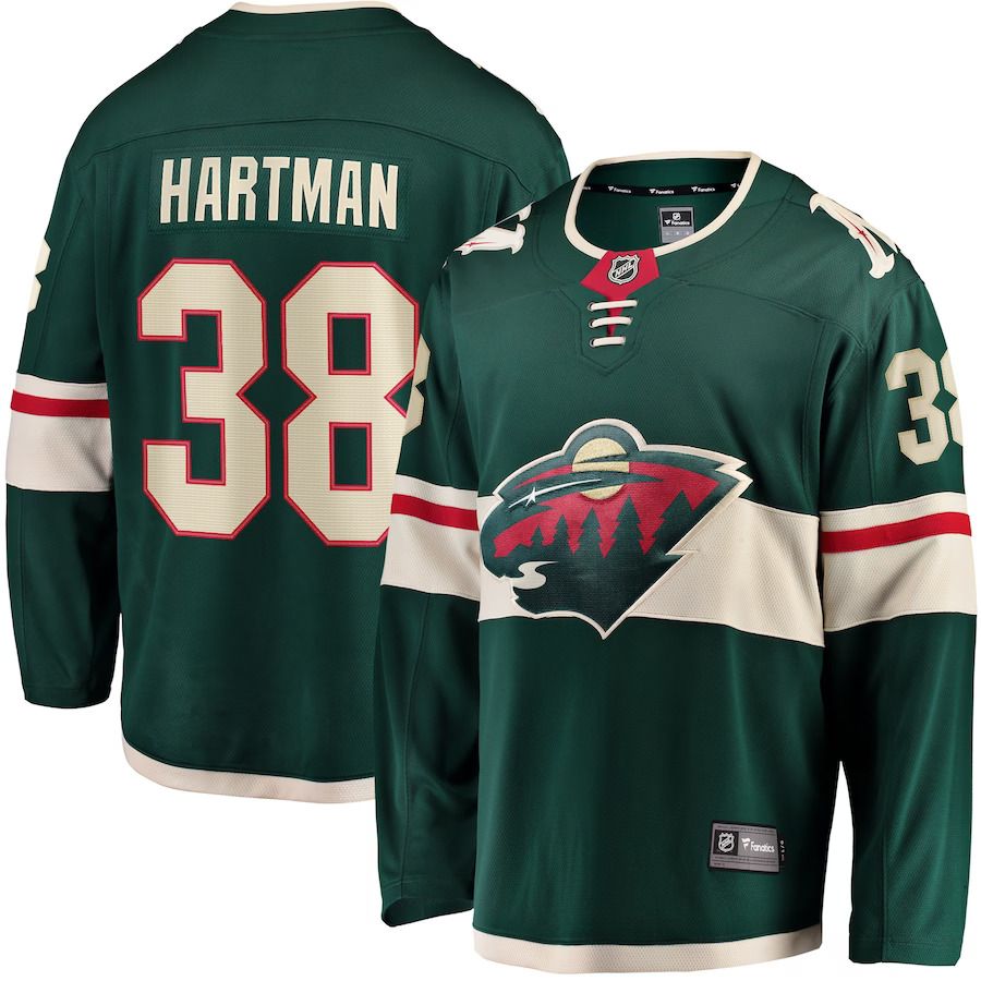 Men Minnesota Wild #38 Ryan Hartman Fanatics Branded Green Home Breakaway Player NHL Jersey->customized nhl jersey->Custom Jersey